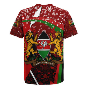 Kenya Christmas Rugby Jersey Santa Claus Spear and Red Green Harambee Crest - African Pride
