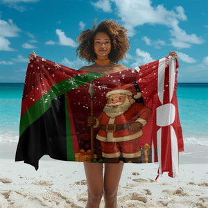 Kenya Christmas Sarong Santa Claus Spear and Red Green Harambee Crest - African Pride