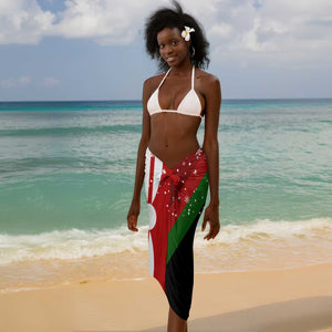 Kenya Christmas Sarong Santa Claus Spear and Red Green Harambee Crest - African Pride