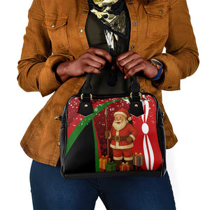 Kenya Christmas Shoulder Handbag Santa Claus Spear and Red Green Harambee Crest - African Pride