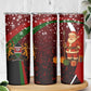 Kenya Christmas Skinny Tumbler Santa Claus Spear and Red Green Harambee Crest - African Pride