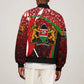 Kenya Christmas Sleeve Zip Bomber Jacket Santa Claus Spear and Red Green Harambee Crest - African Pride