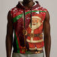 Kenya Christmas Sleeveless Hoodie Santa Claus Spear and Red Green Harambee Crest - African Pride
