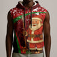 Kenya Christmas Sleeveless Zip Hoodie Santa Claus Spear and Red Green Harambee Crest - African Pride