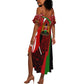 Kenya Christmas Summer Maxi Dress Santa Claus Spear and Red Green Harambee Crest - African Pride