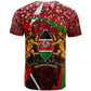 Kenya Christmas T shirt Santa Claus Spear and Red Green Harambee Crest - African Pride