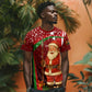 Kenya Christmas T shirt Santa Claus Spear and Red Green Harambee Crest - African Pride