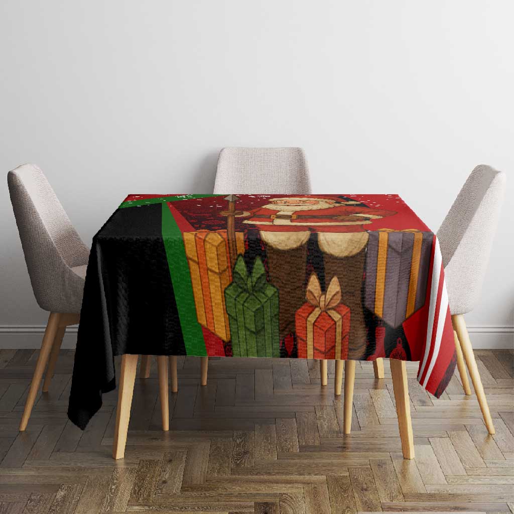 Kenya Christmas Tablecloth Santa Claus Spear and Red Green Harambee Crest - African Pride