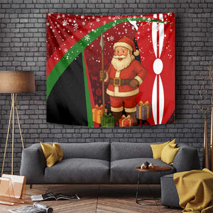Kenya Christmas Tapestry Santa Claus Spear and Red Green Harambee Crest - African Pride