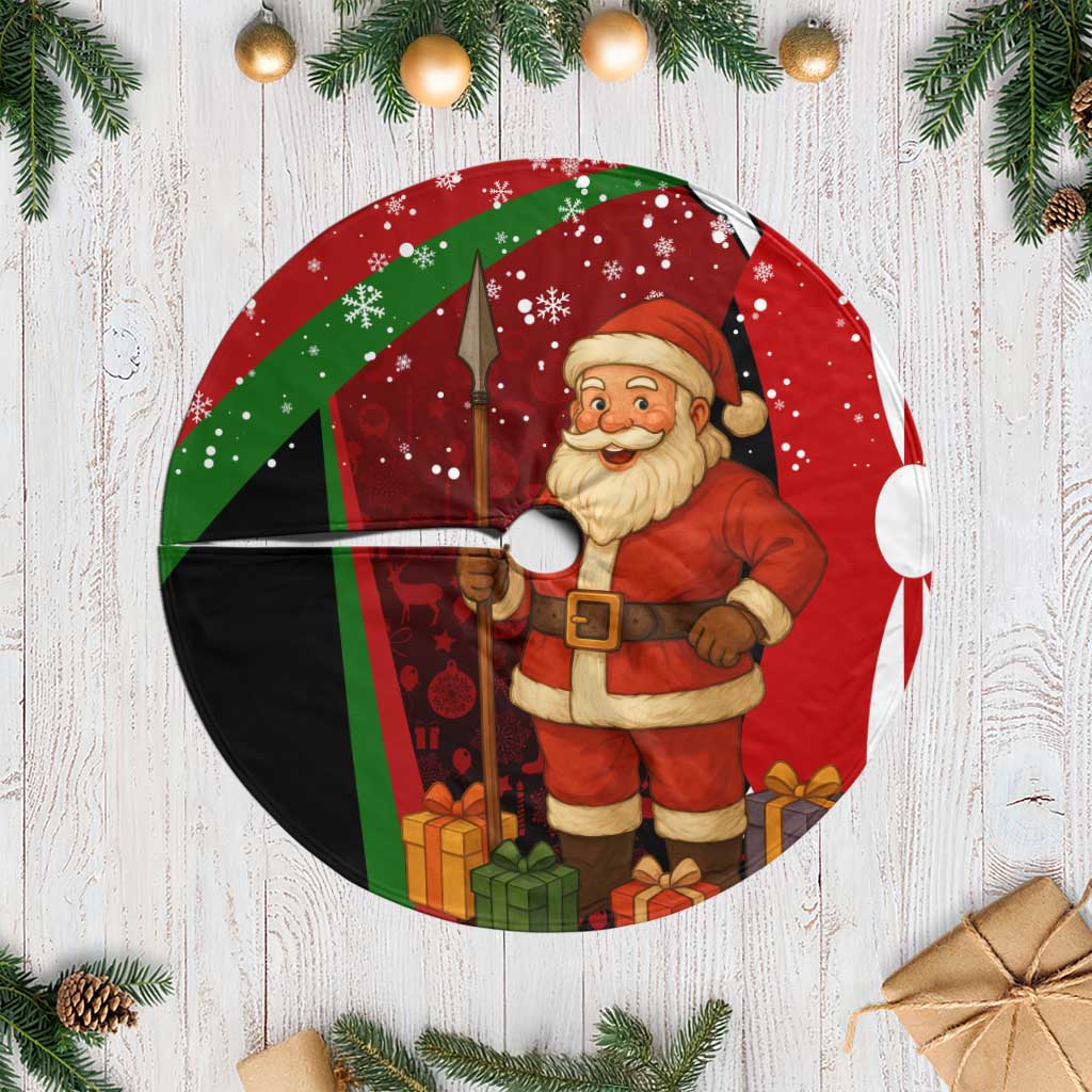Kenya Christmas Tree Skirt Santa Claus Spear and Red Green Harambee Crest - African Pride