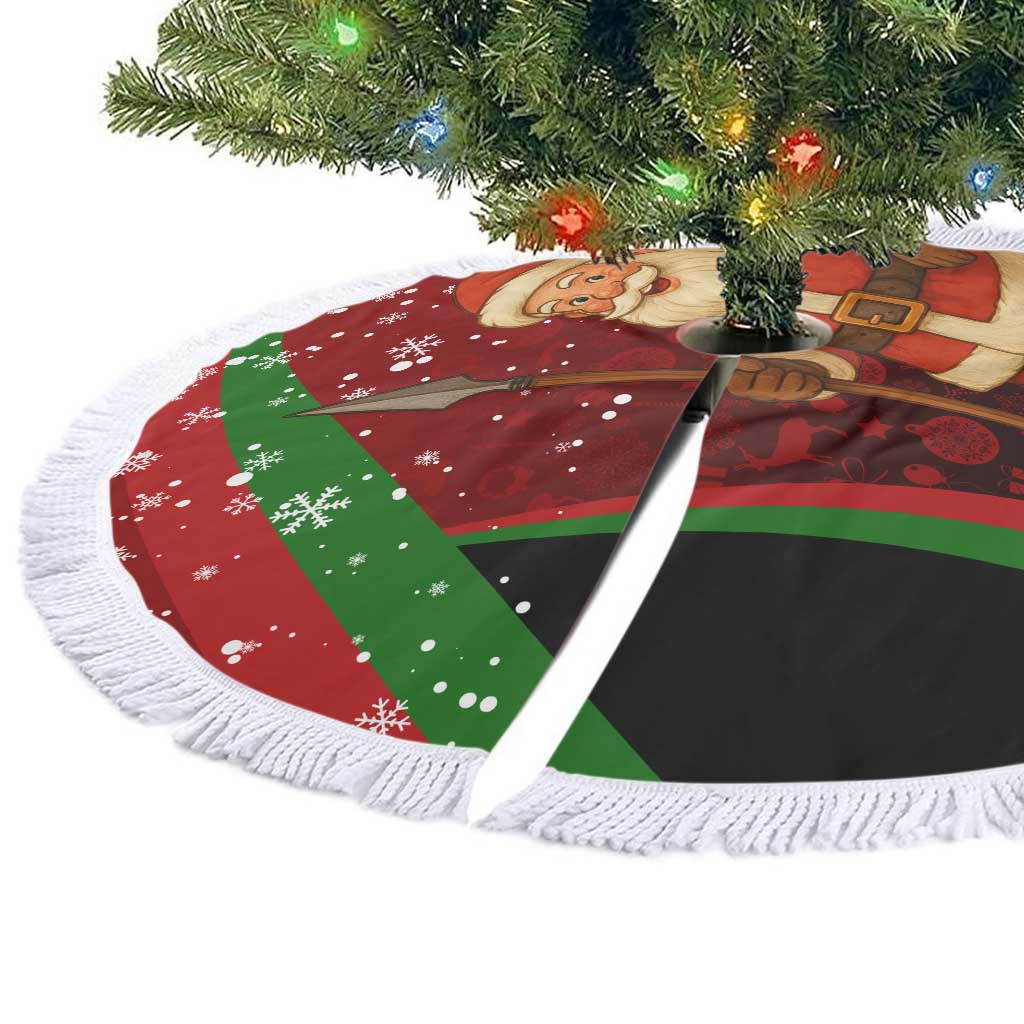 Kenya Christmas Tree Skirt Santa Claus Spear and Red Green Harambee Crest - African Pride