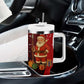 Kenya Christmas Tumbler With Handle Santa Claus Spear and Red Green Harambee Crest - African Pride