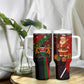 Kenya Christmas Tumbler With Handle Santa Claus Spear and Red Green Harambee Crest - African Pride