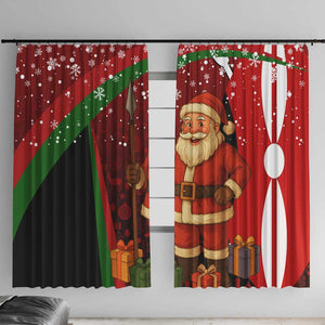 Kenya Christmas Window Curtain Santa Claus Spear and Red Green Harambee Crest - African Pride