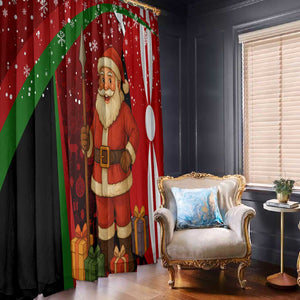 Kenya Christmas Window Curtain Santa Claus Spear and Red Green Harambee Crest - African Pride