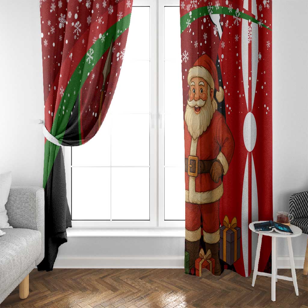 Kenya Christmas Window Curtain Santa Claus Spear and Red Green Harambee Crest - African Pride