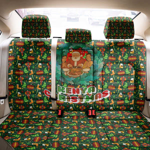 Kenya Christmas Back Car Seat Cover Santa Feast Scene and Festive Wreath Pattern - African Pride
