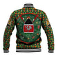 Kenya Christmas Baseball Jacket Santa Feast Scene and Festive Wreath Pattern - African Pride