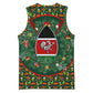 Kenya Christmas Basketball Jersey Santa Feast Scene and Festive Wreath Pattern - African Pride