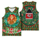 Kenya Christmas Basketball Jersey Santa Feast Scene and Festive Wreath Pattern - African Pride