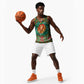 Kenya Christmas Basketball Jersey Santa Feast Scene and Festive Wreath Pattern - African Pride