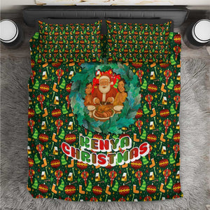 Kenya Christmas Bedding Set Santa Feast Scene and Festive Wreath Pattern - African Pride