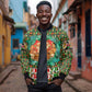Kenya Christmas Bomber Jacket Santa Feast Scene and Festive Wreath Pattern - African Pride
