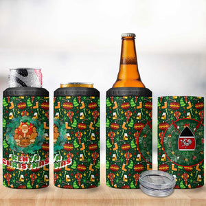 Kenya Christmas 4 in 1 Can Cooler Tumbler Santa Feast Scene and Festive Wreath Pattern - African Pride