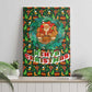 Kenya Christmas Canvas Wall Art Santa Feast Scene and Festive Wreath Pattern - African Pride