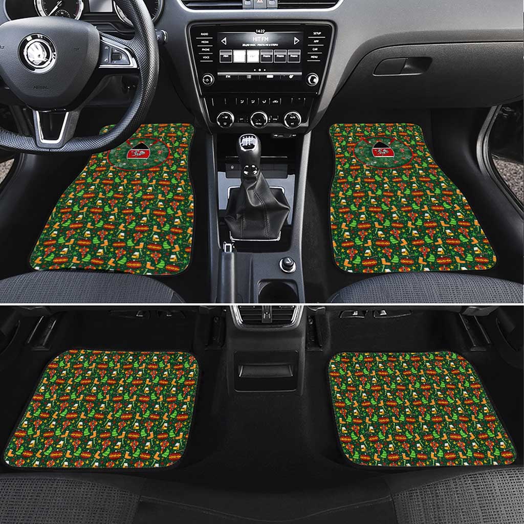 Kenya Christmas Car Mats Santa Feast Scene and Festive Wreath Pattern - African Pride