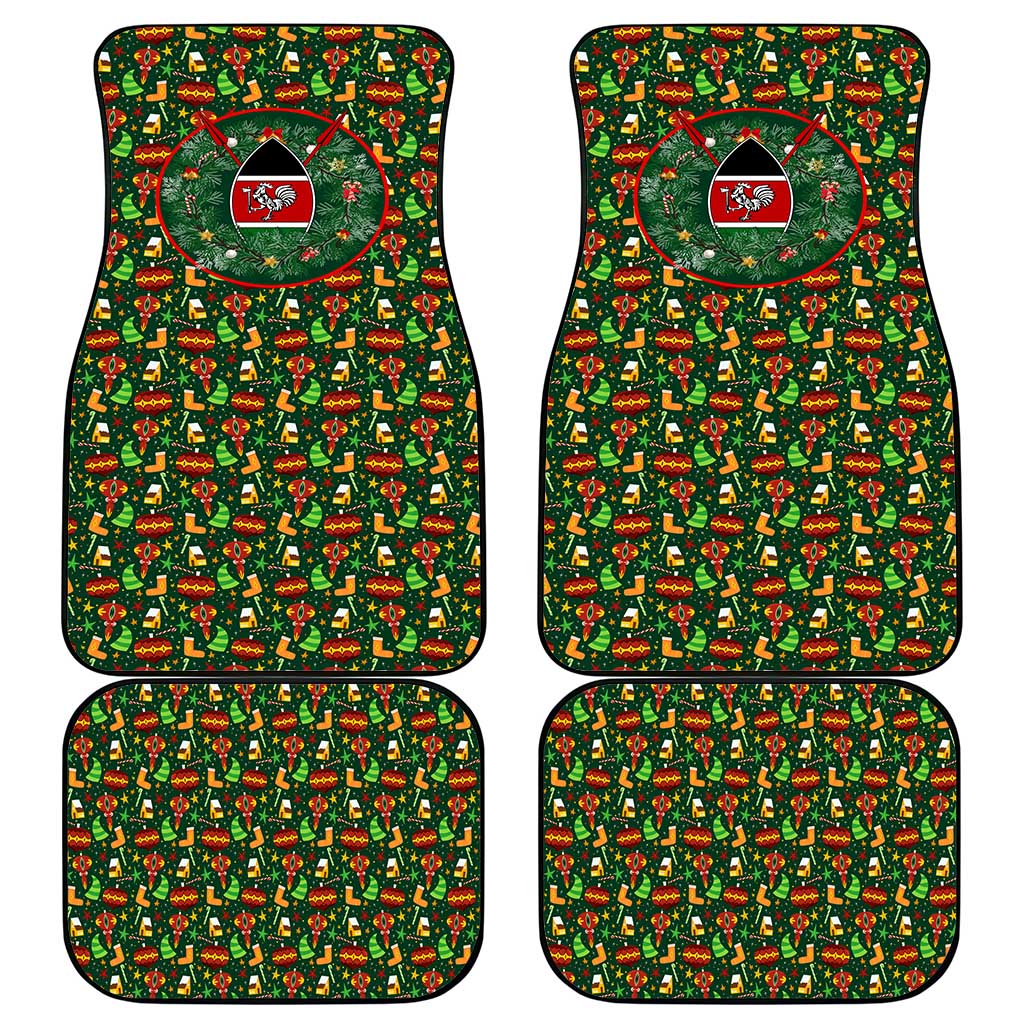 Kenya Christmas Car Mats Santa Feast Scene and Festive Wreath Pattern - African Pride