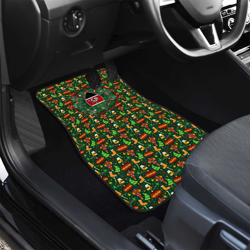 Kenya Christmas Car Mats Santa Feast Scene and Festive Wreath Pattern - African Pride