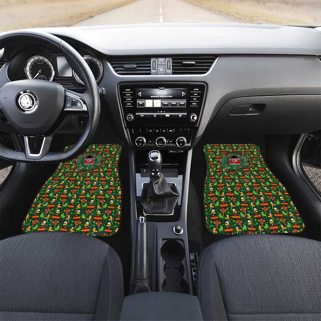Kenya Christmas Car Mats Santa Feast Scene and Festive Wreath Pattern - African Pride