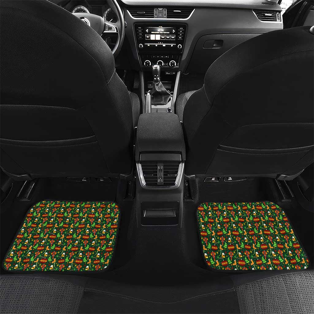 Kenya Christmas Car Mats Santa Feast Scene and Festive Wreath Pattern - African Pride