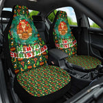 Kenya Christmas Car Seat Cover Santa Feast Scene and Festive Wreath Pattern - African Pride