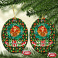 Kenya Christmas Ceramic Ornament Santa Feast Scene and Festive Wreath Pattern - African Pride