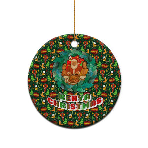 Kenya Christmas Ceramic Ornament Santa Feast Scene and Festive Wreath Pattern - African Pride