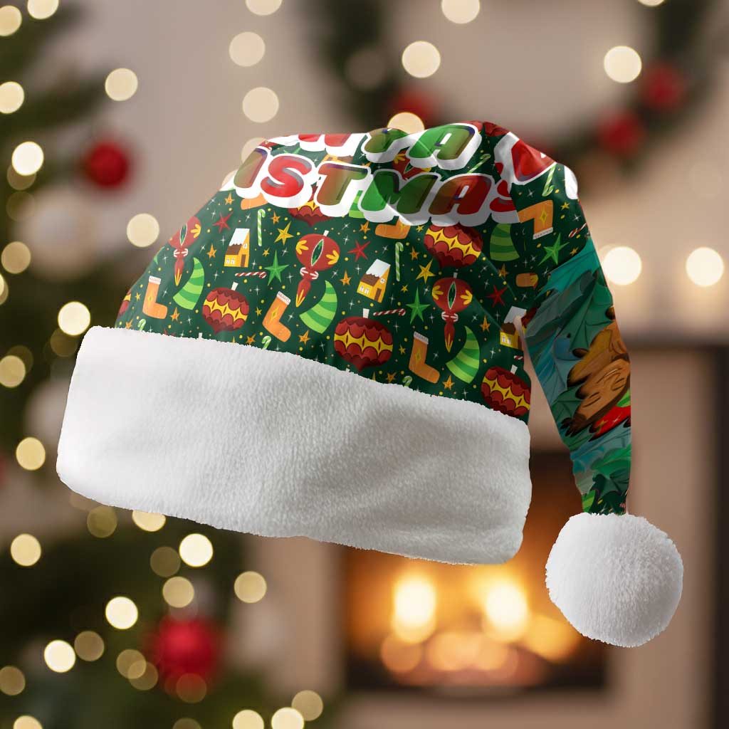 Kenya Christmas Santa Hat Santa Feast Scene and Festive Wreath Pattern - African Pride