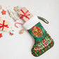 Kenya Christmas Stocking Santa Feast Scene and Festive Wreath Pattern - African Pride