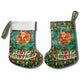 Kenya Christmas Stocking Santa Feast Scene and Festive Wreath Pattern - African Pride