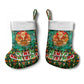 Kenya Christmas Stocking Santa Feast Scene and Festive Wreath Pattern - African Pride