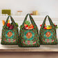 Kenya Christmas Grocery Bag Santa Feast Scene and Festive Wreath Pattern - African Pride