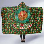 Kenya Christmas Hooded Blanket Santa Feast Scene and Festive Wreath Pattern - African Pride