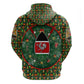Kenya Christmas Hoodie Santa Feast Scene and Festive Wreath Pattern - African Pride