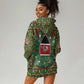 Kenya Christmas Hoodie Dress Santa Feast Scene and Festive Wreath Pattern - African Pride