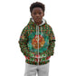 Kenya Christmas Kid Hoodie Santa Feast Scene and Festive Wreath Pattern - African Pride