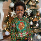 Kenya Christmas Kid Ugly Christmas Sweater Santa Feast Scene and Festive Wreath Pattern - African Pride