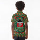 Kenya Christmas Kid Polo Shirt Santa Feast Scene and Festive Wreath Pattern - African Pride