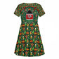 Kenya Christmas Kid Short Sleeve Dress Santa Feast Scene and Festive Wreath Pattern - African Pride