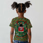 Kenya Christmas Kid T shirt Santa Feast Scene and Festive Wreath Pattern - African Pride